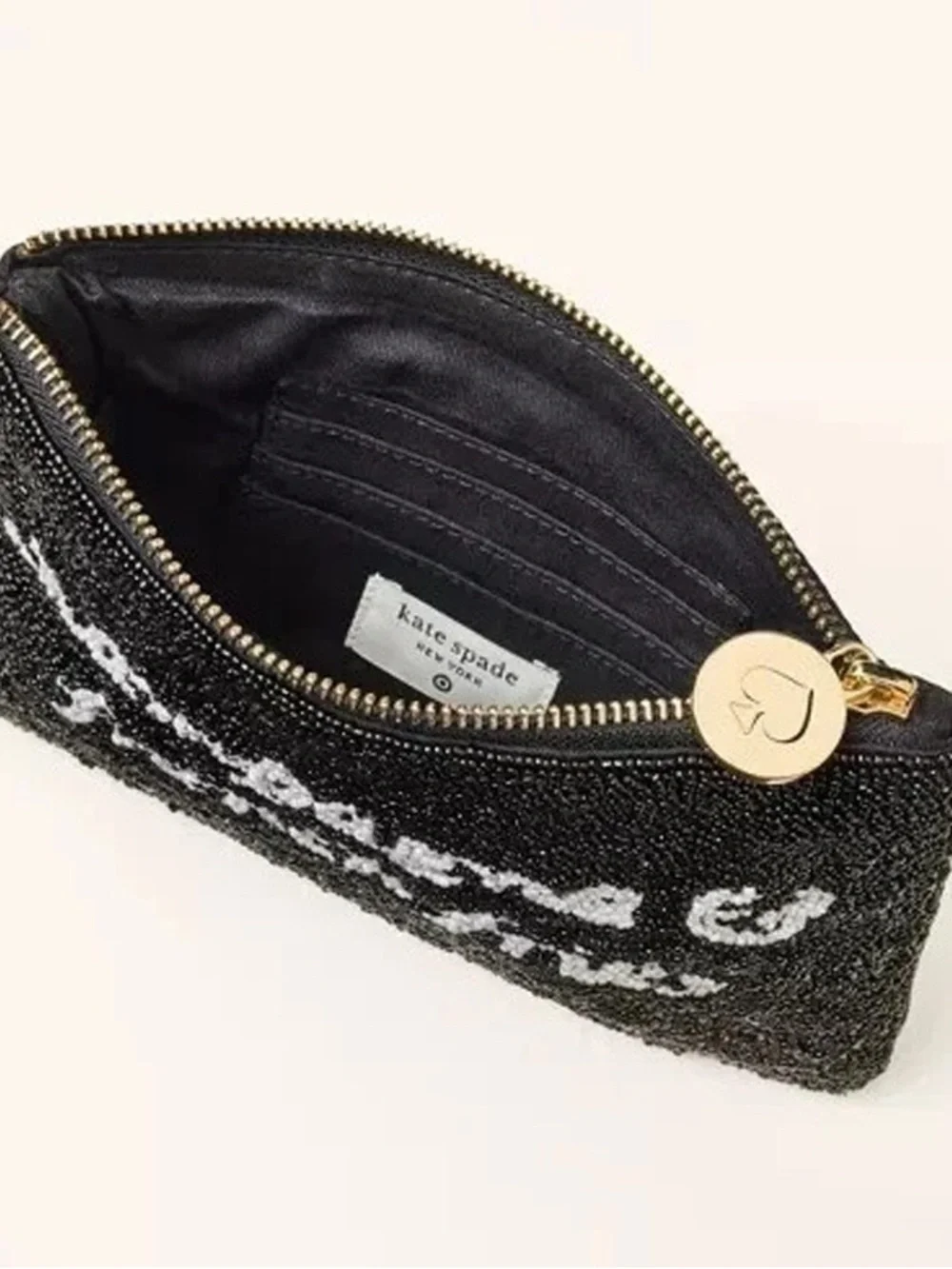 Kate Spade champagne & french fries beaded clutch NEW